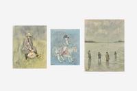Asparagus Lady , Four Fishermen , and Napoleon on a Horse (a group of three works)