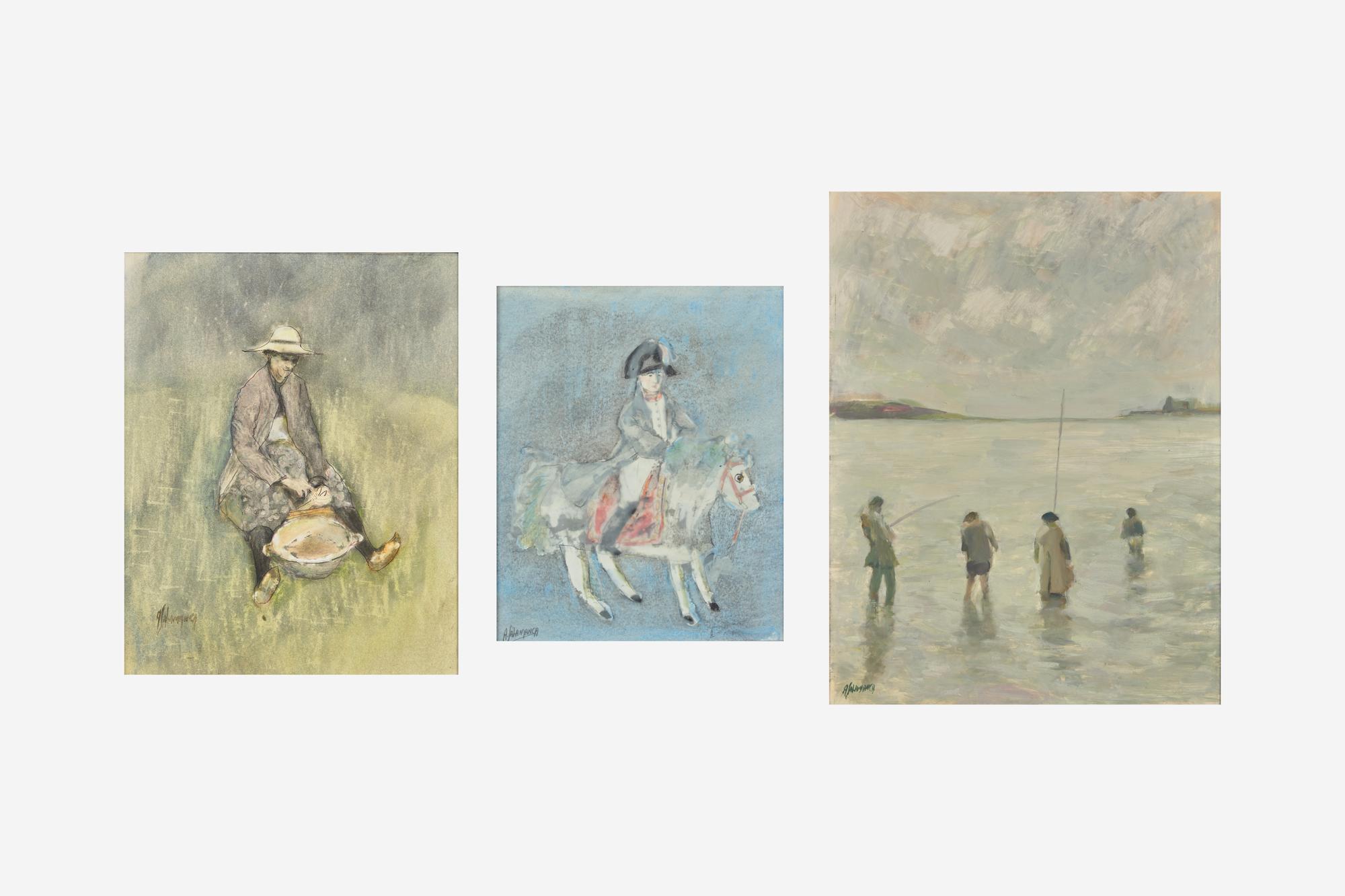 Asparagus Lady , Four Fishermen , and Napoleon on a Horse (a group of three works)