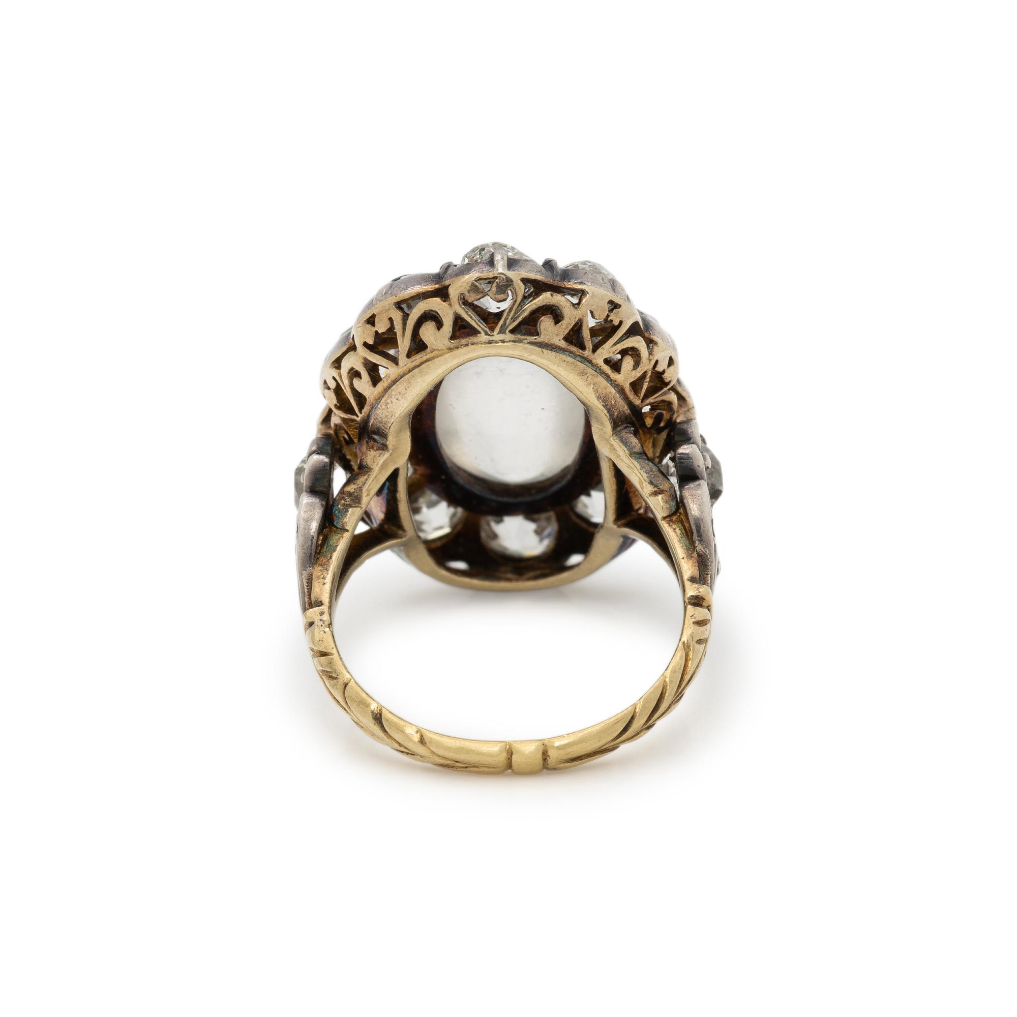 ANTIQUE, MOONSTONE AND DIAMOND RING