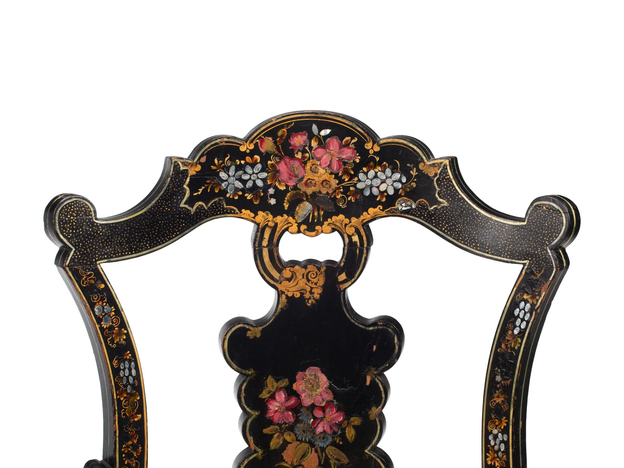 A Pair of English Victorian Painted Armchairs