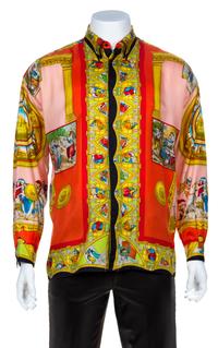 A Gianni Versace Silk Atelier Print Shirt, Size 50.