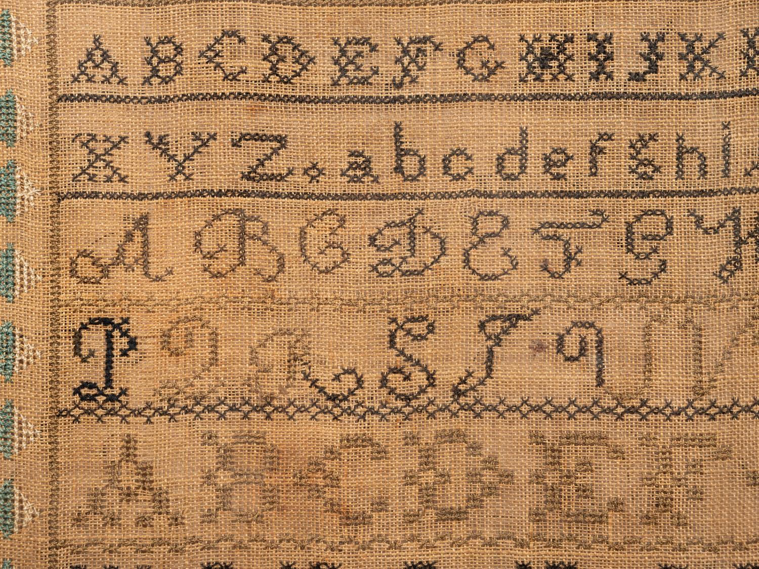 An English Needlework Embroidered Schoolgirl's Sampler