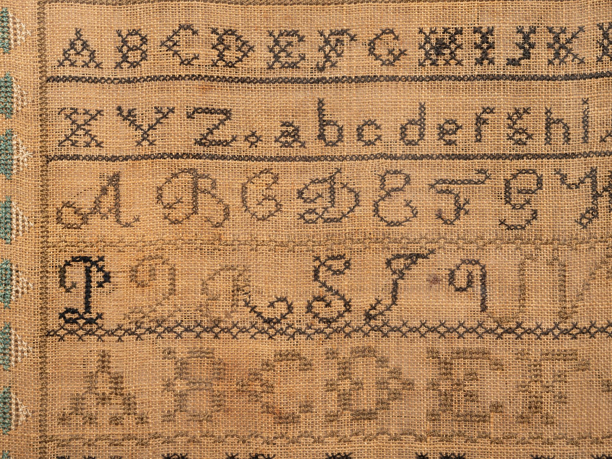 An English Needlework Embroidered Schoolgirl's Sampler