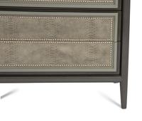 A Pair of Custom Painted Bedside Cabinets with Faux-Python Veneered Drawer Fronts