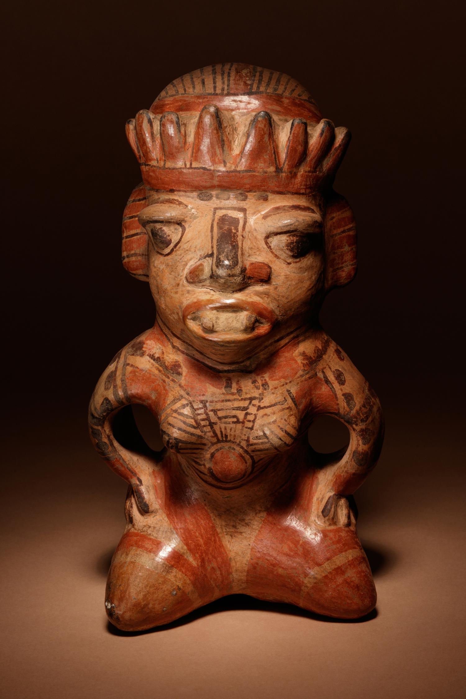 A Nicoya Polychrome Terracotta Seated Figure