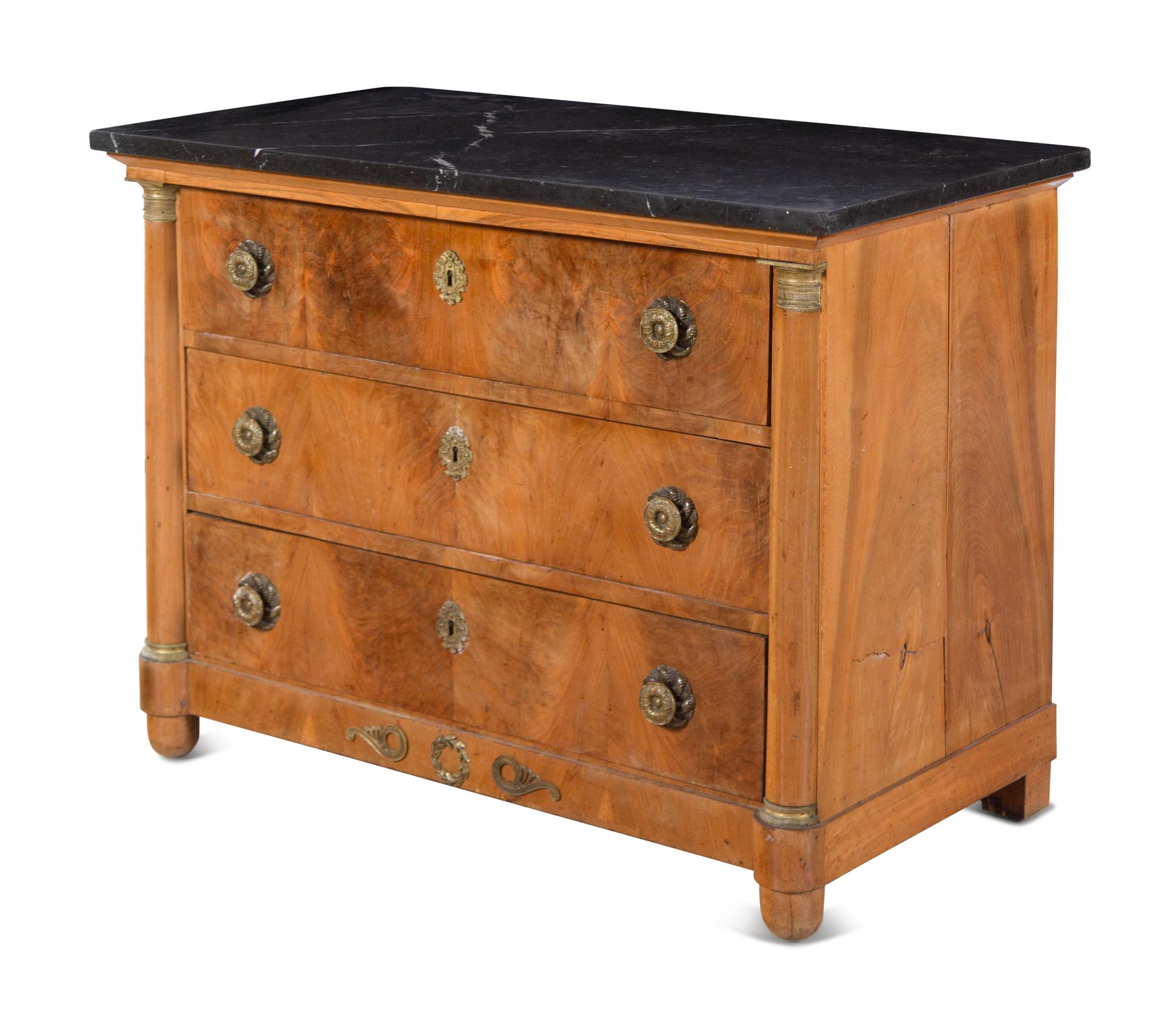A German or Austrian Marble-Top Walnut Chest of Drawers