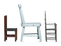 Three Painted Wood Doll's Chairs