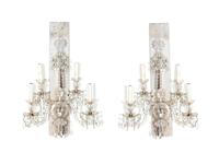 A Pair of Cut Crystal Four-Light Wall Sconces — 19TH CENTURY