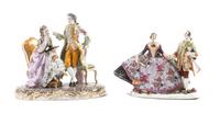 Two Continental Porcelain Figural Groups Width of wider 9 1/2 inches. — EARLY 20TH CENTURY