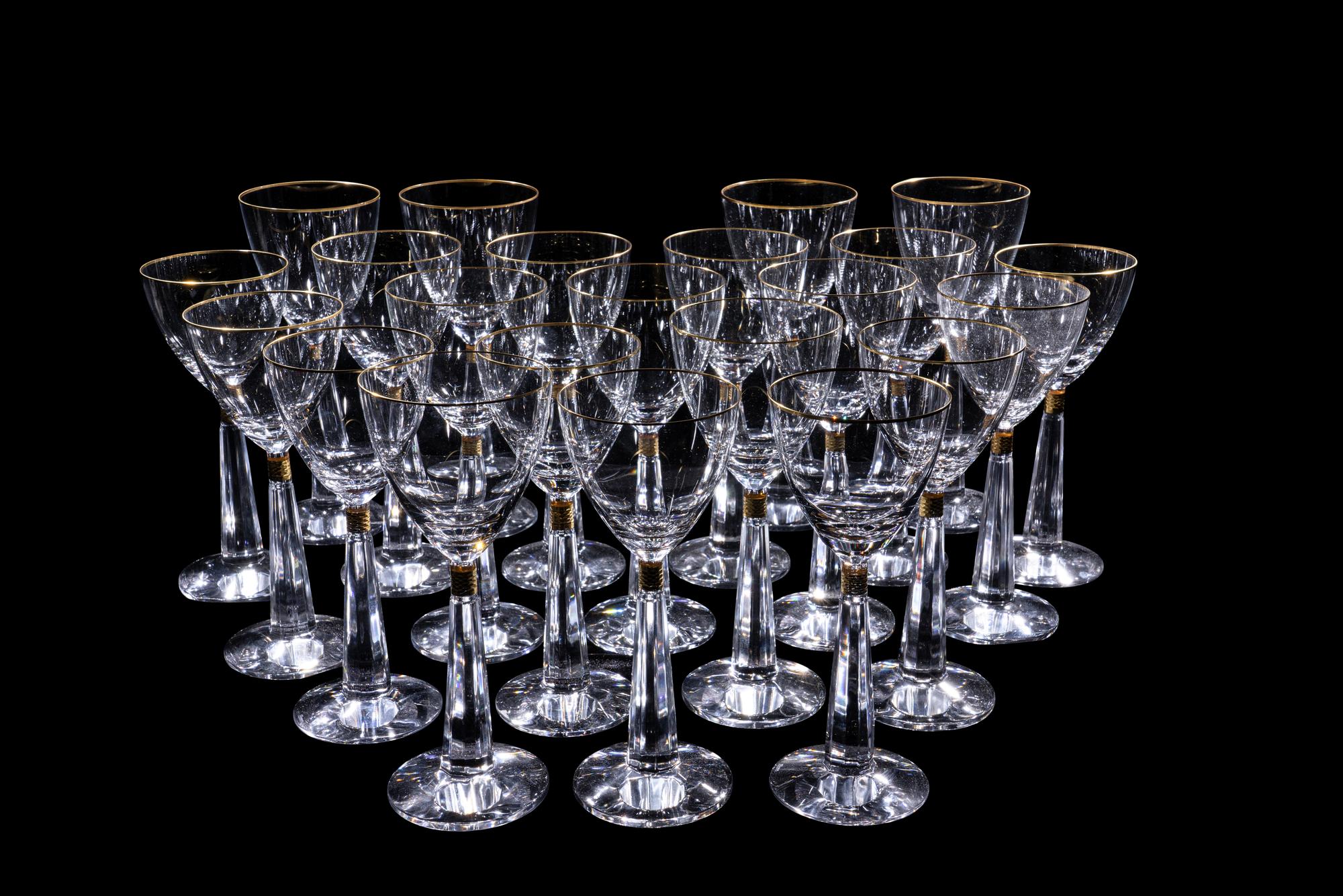 A Moser Casanova Gold Glass Stemware Service