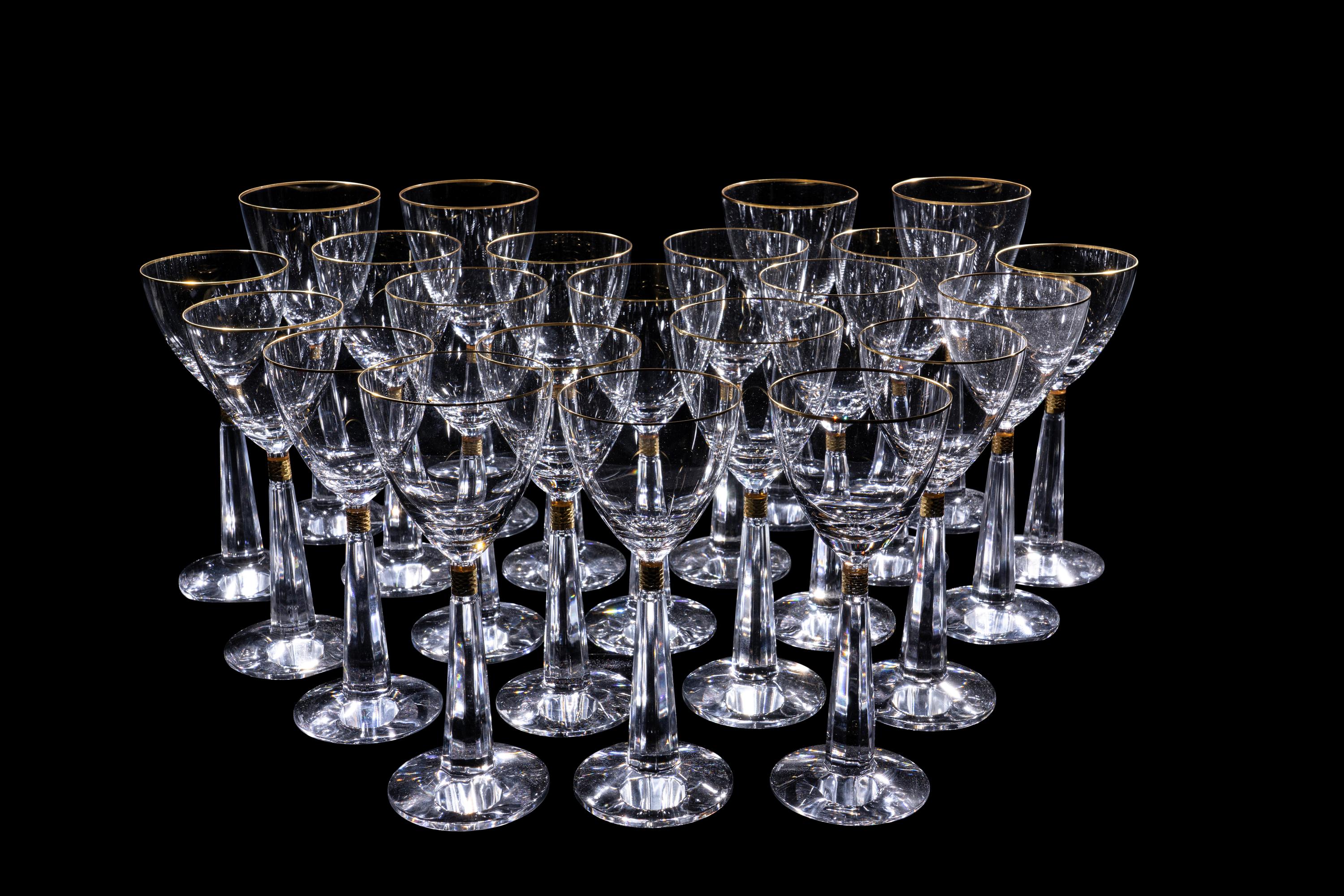 A Moser Casanova Gold Glass Stemware Service