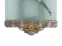 A Pair of Large Art Deco Style Gilt and Silvered Bronze Etched Glass Sconces