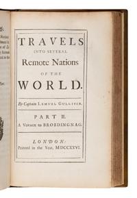 Swift, Jonathan (1667-1745). Travels Into Several Remote Nations of the World. In four parts. By Lemuel Gulliver... London: Printed for Benj. Motte, 1726.