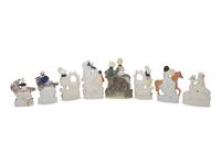 Eight Staffordshire Figures and Figural Groups with Animals