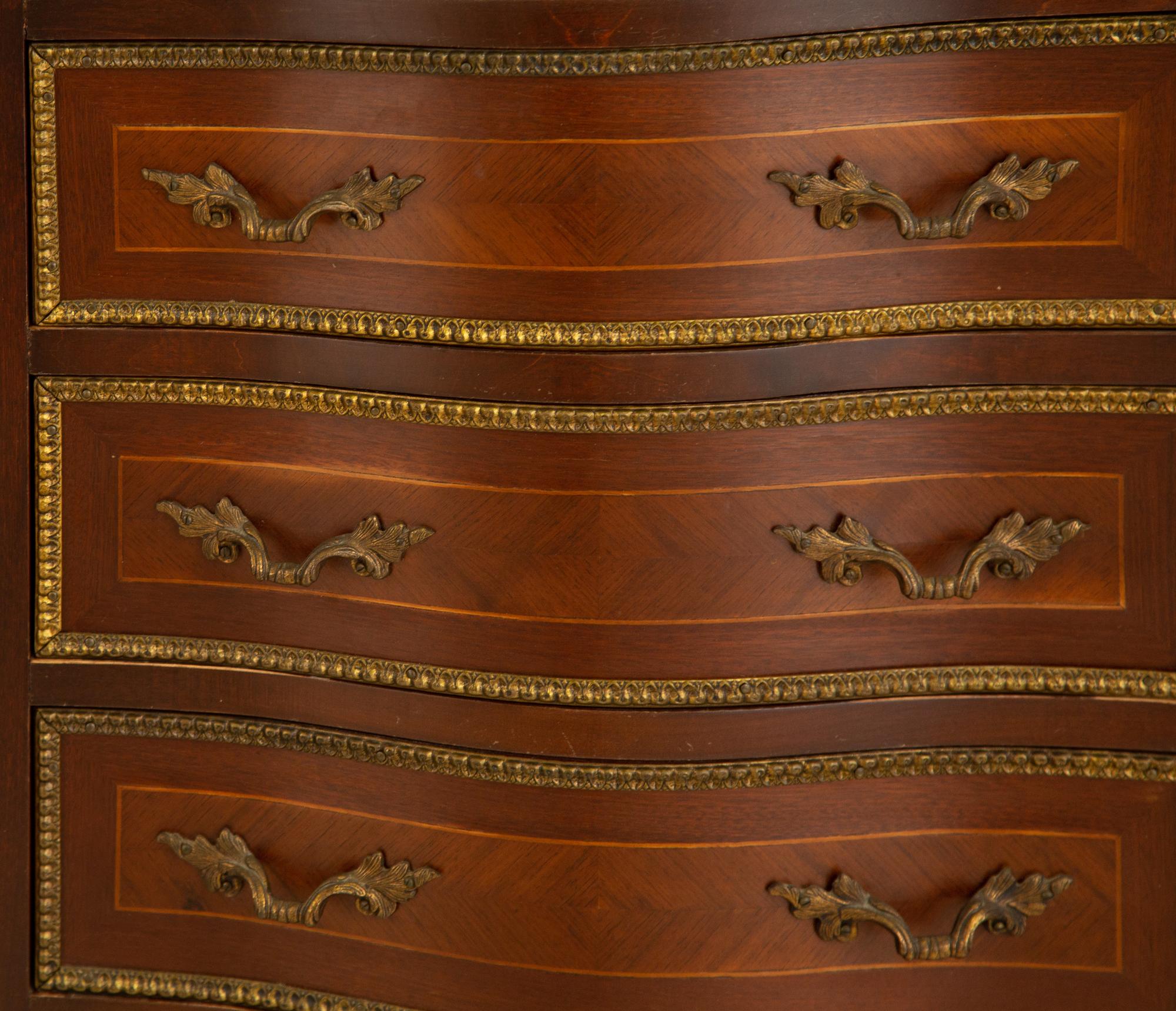 A Louis XV Style Gilt Bronze Mounted Marble Top Semainier