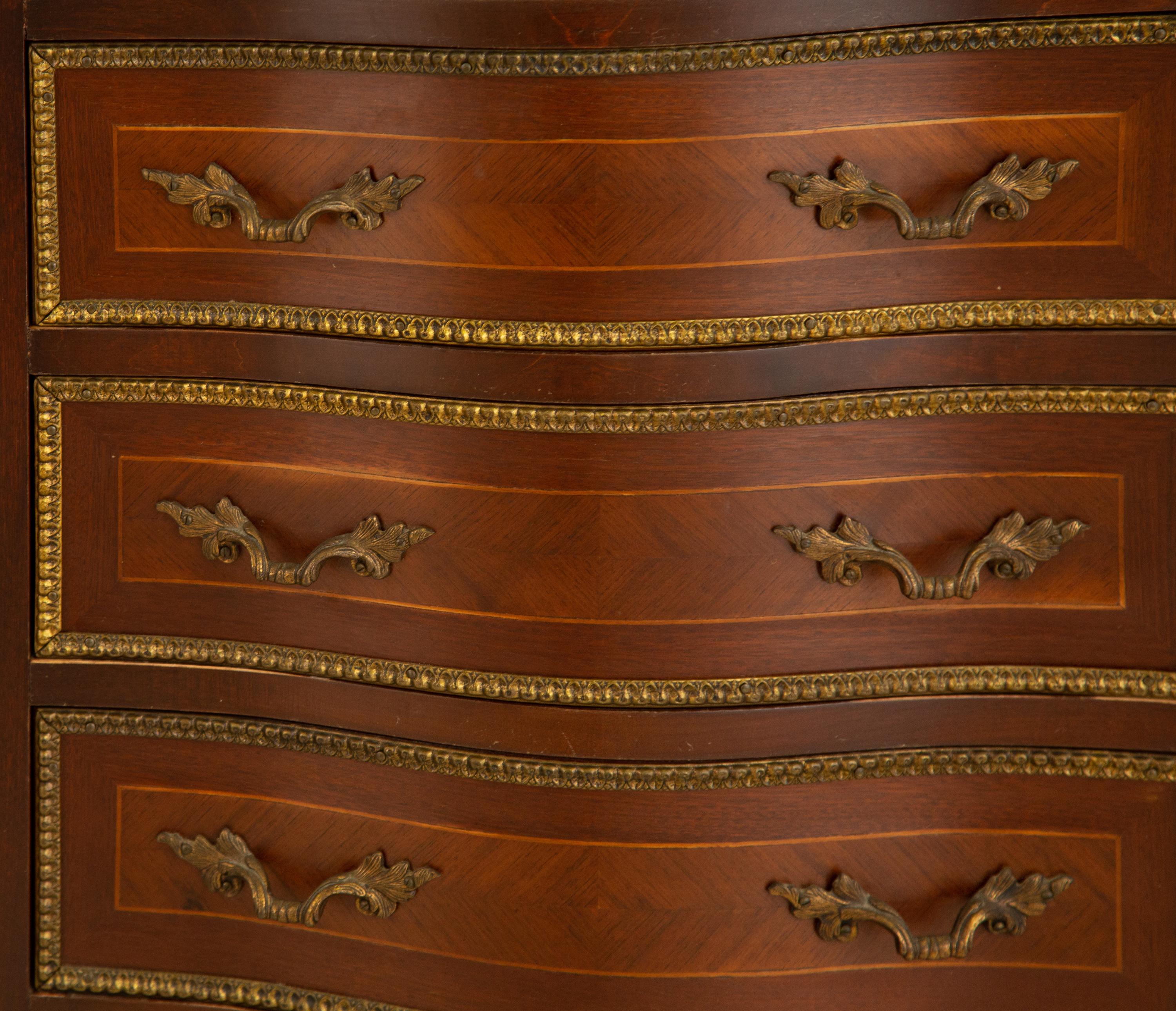 A Louis XV Style Gilt Bronze Mounted Marble Top Semainier