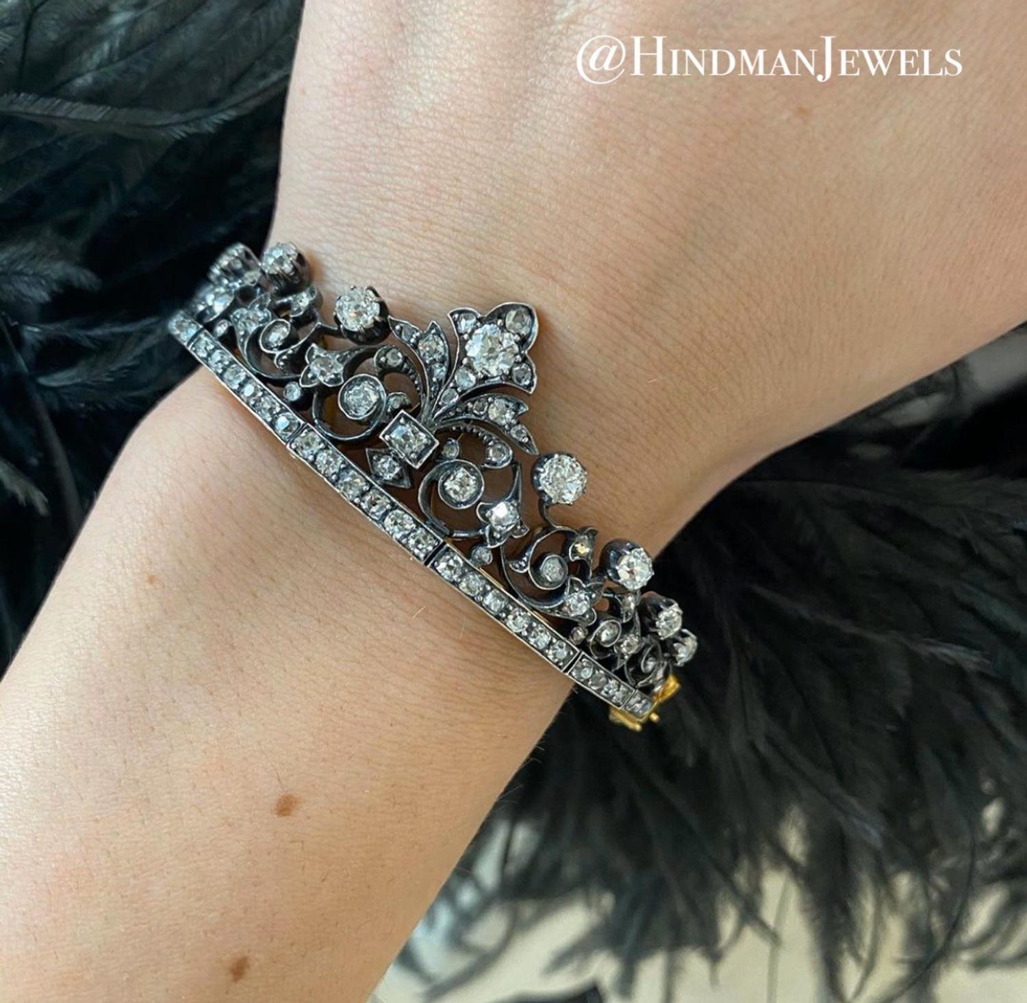 ANTIQUE, FRENCH, DIAMOND BANGLE BRACELET