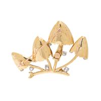 YELLOW GOLD AND DIAMOND MUSHROOM BROOCH