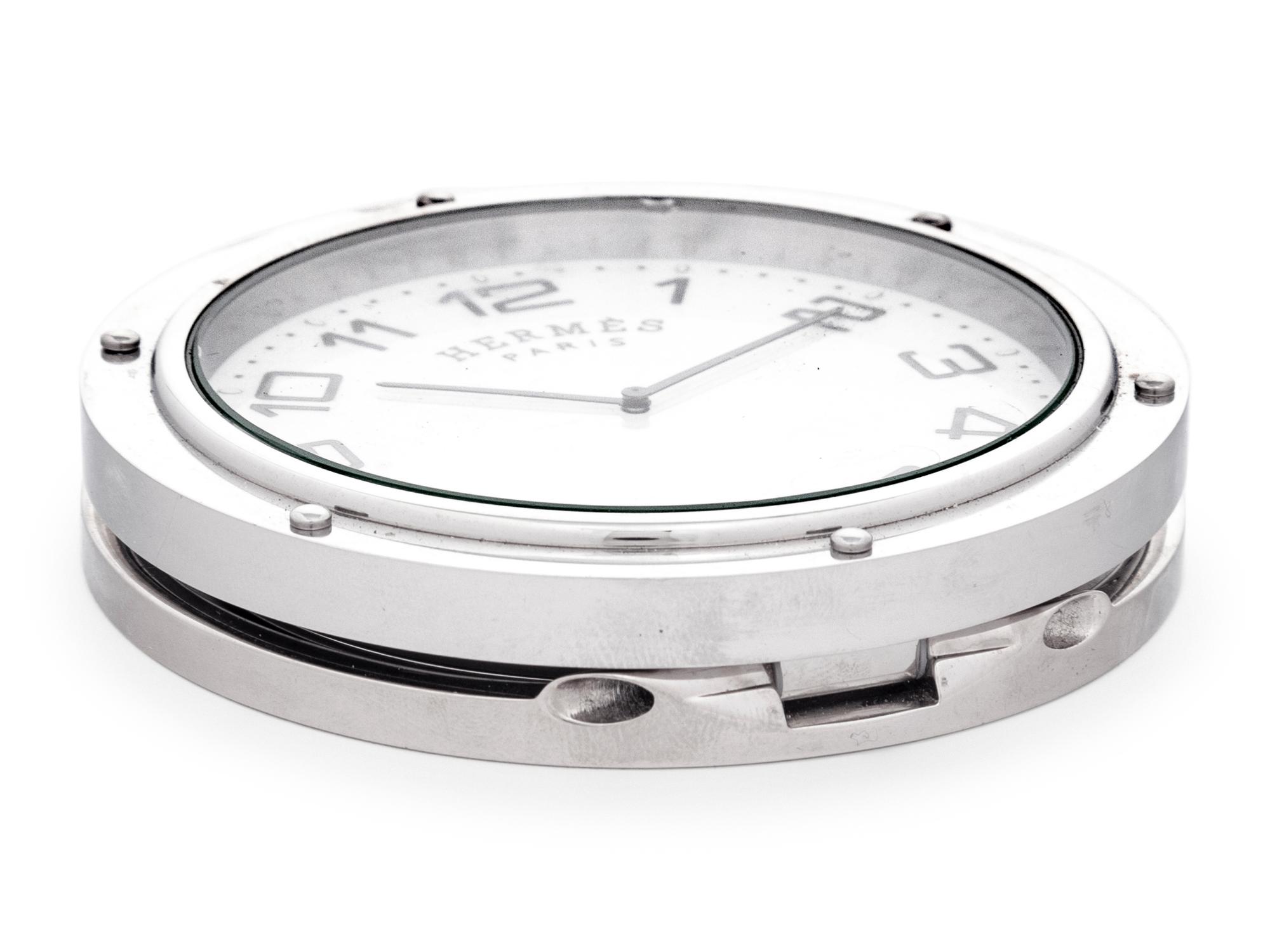 An Hermès Silver-Plate Desk Clock