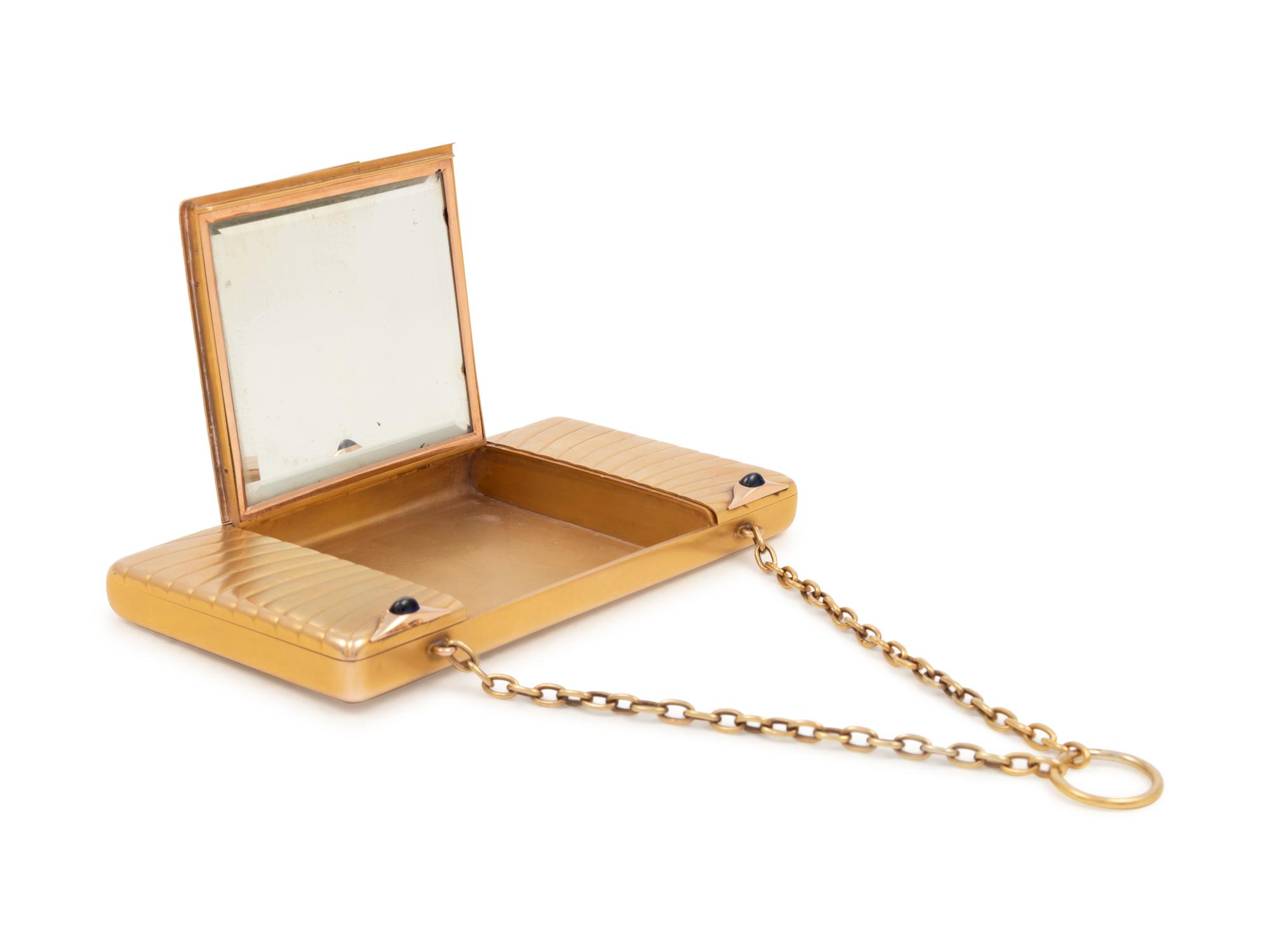 A Russian Yellow Gold and Sapphire Mounted Minaudière