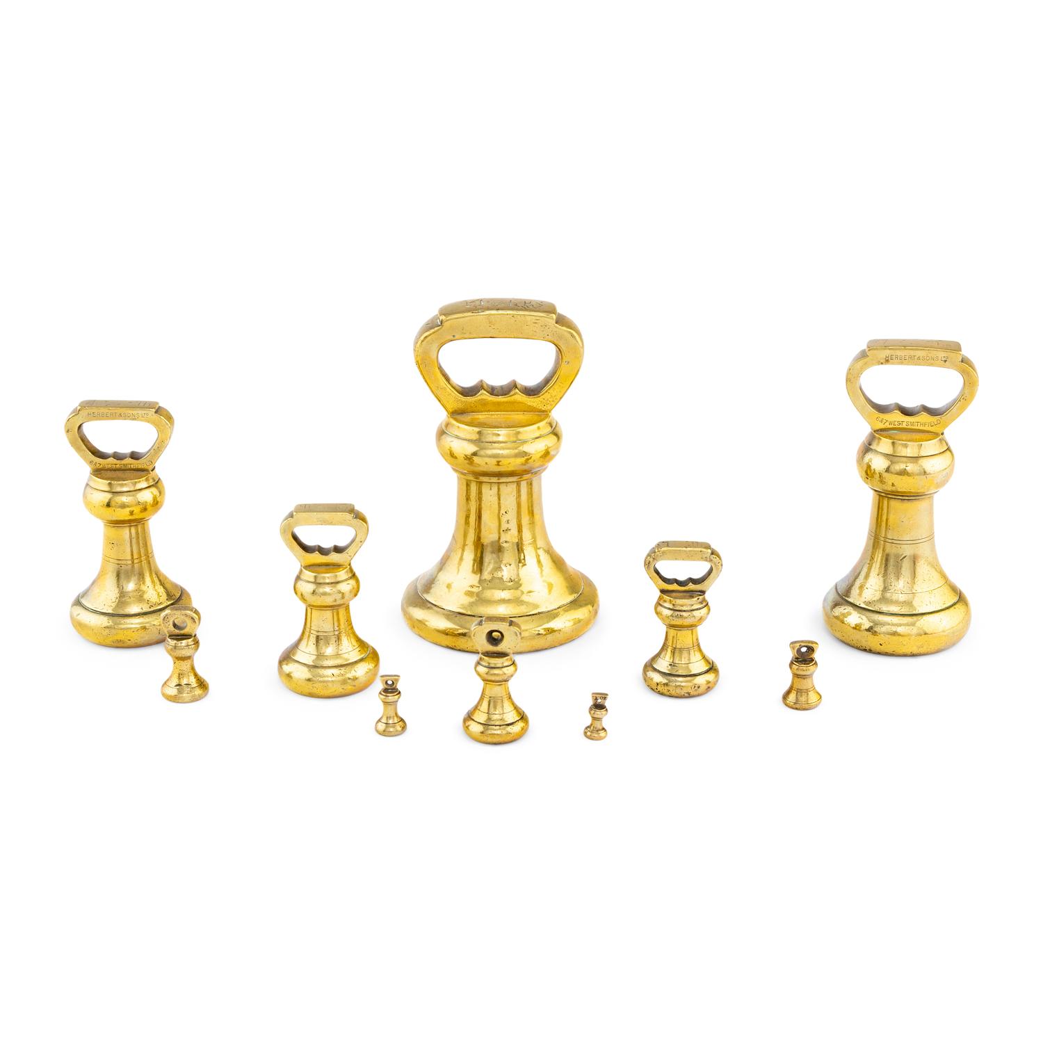An Assembled Set of Ten English Brass Weights