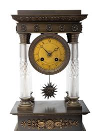 An Empire Style Bronze and Cut Glass Mantel Clock
