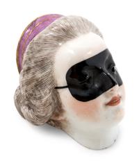 A Vienna Painted Porcelain Head of a Masquerade Lady