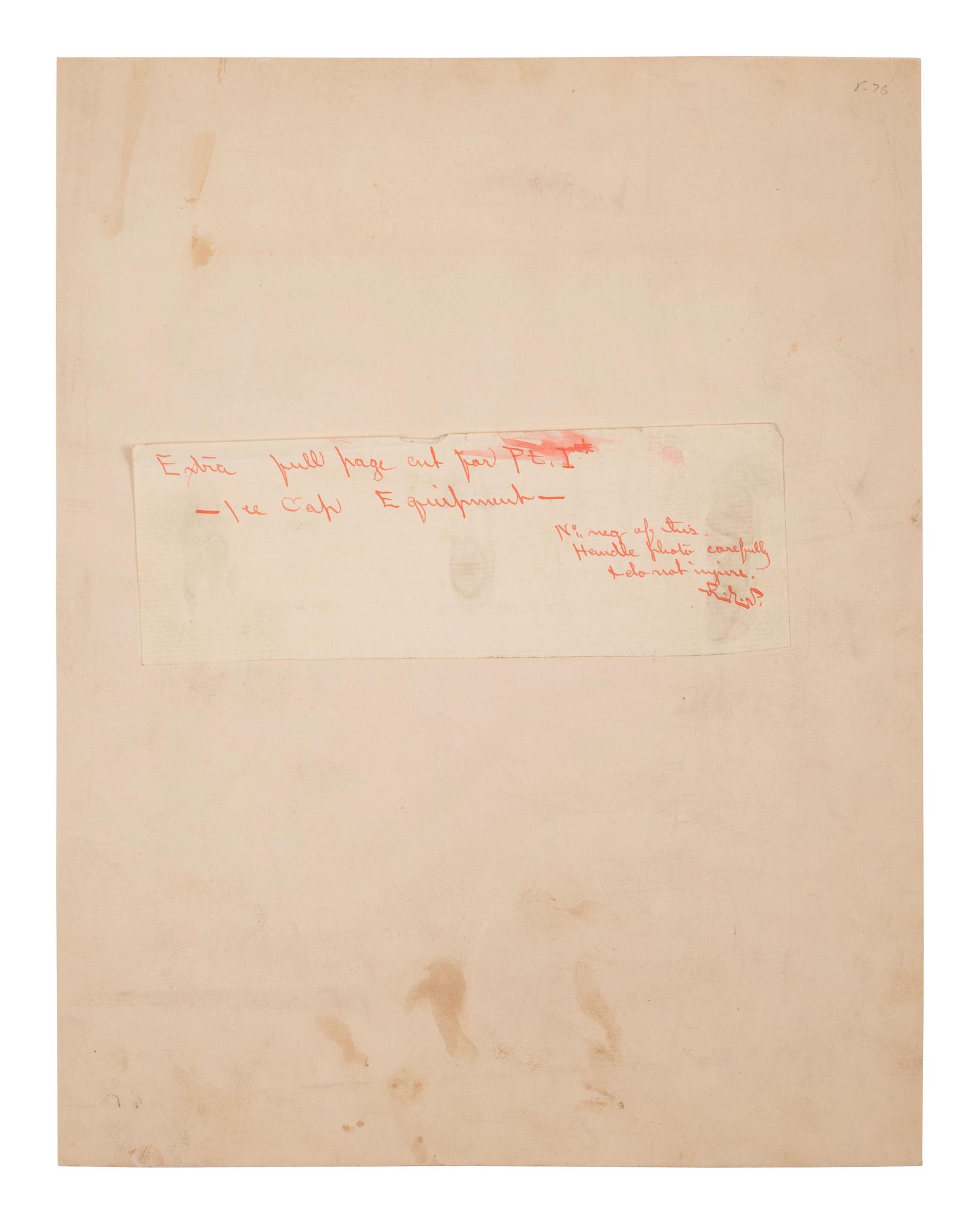 [TRAVEL & EXPLORATION]. Photograph of Admiral Robert E. Peary's arctic equipment for inclusion in his book, with initialed manuscript notation.