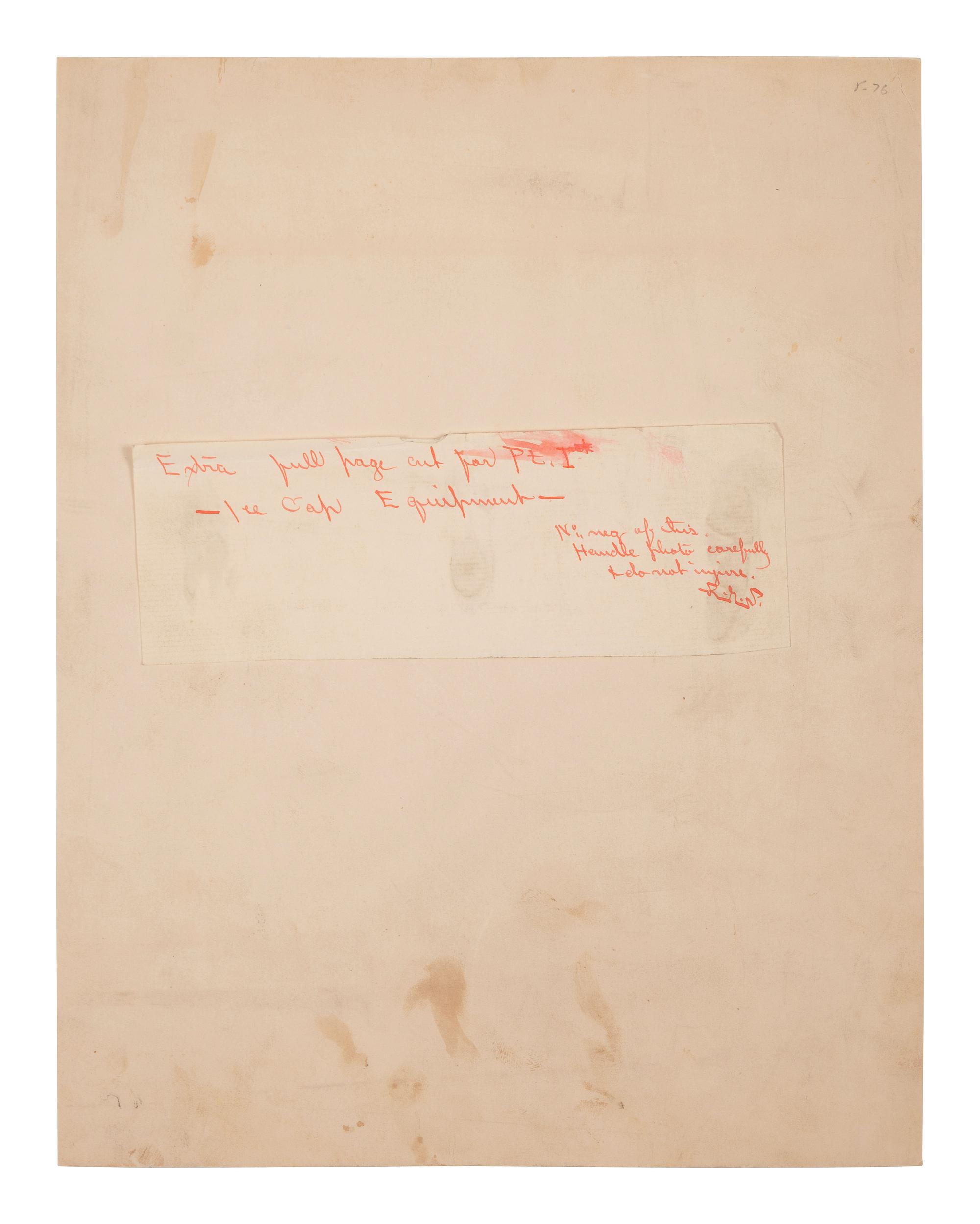 [TRAVEL & EXPLORATION]. Photograph of Admiral Robert E. Peary's arctic equipment for inclusion in his book, with initialed manuscript notation.