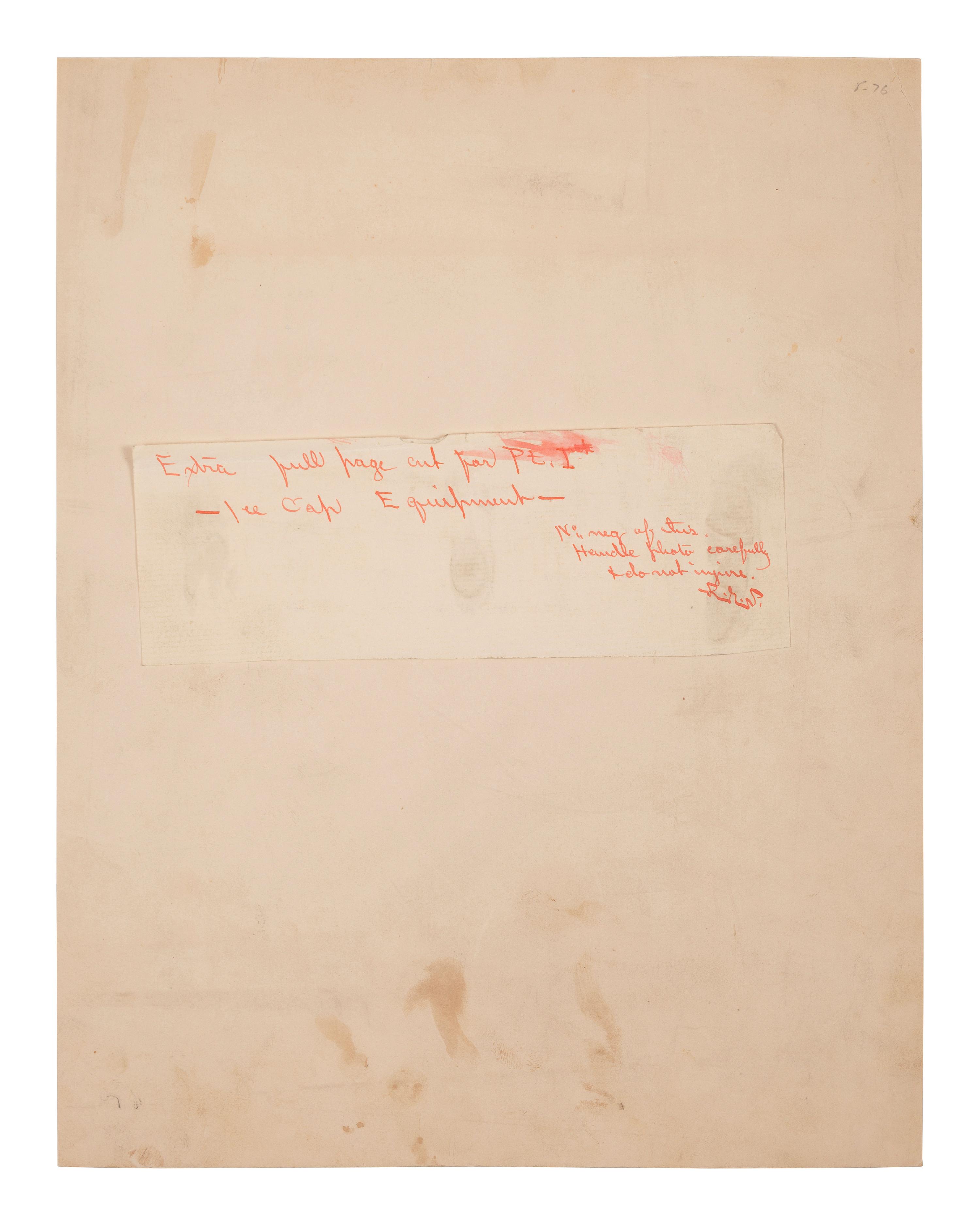 [TRAVEL & EXPLORATION]. Photograph of Admiral Robert E. Peary's arctic equipment for inclusion in his book, with initialed manuscript notation.
