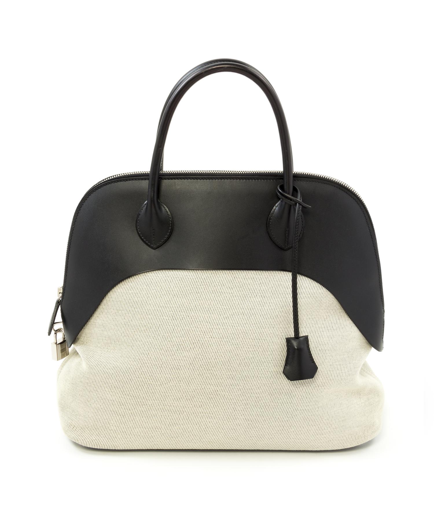 An Hermès Bolide "Paddock" 35cm Canvas Bag, 14" x 12.5" x 6"; Handle drop: 4.5".