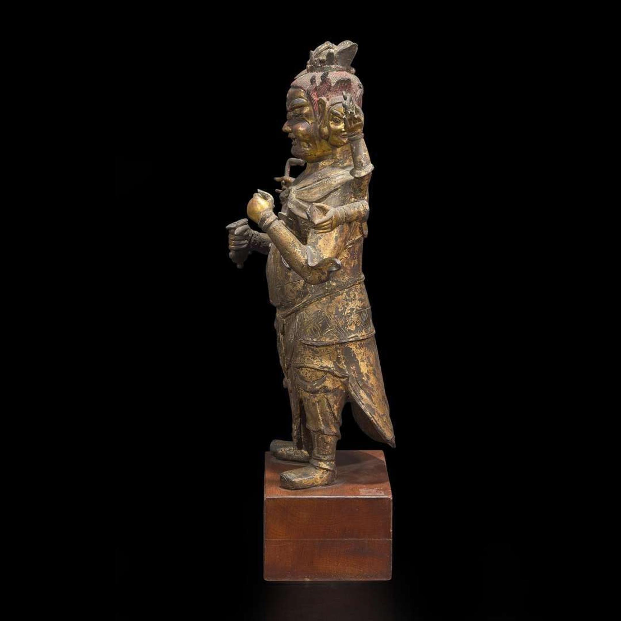 A large Chinese gilt-lacquered bronze figure of Tianyou Yuangshuai 铜漆金天猷元帅塑像 Ming dynasty ?