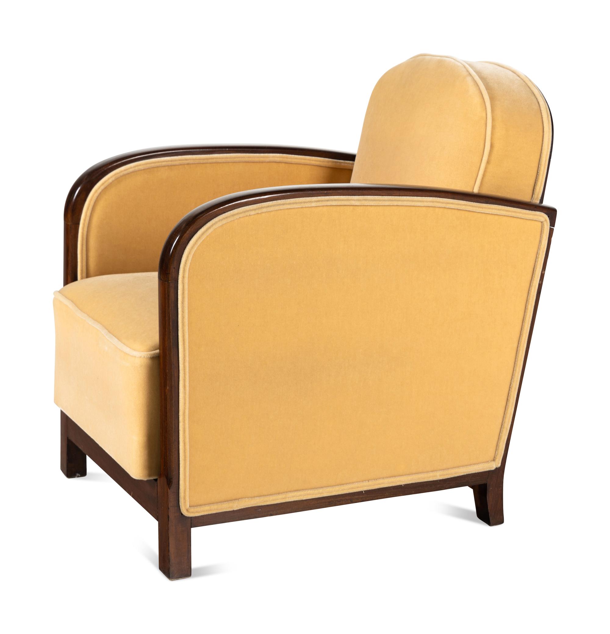 Mahogany and Mohair Armchair, c. 1930 France