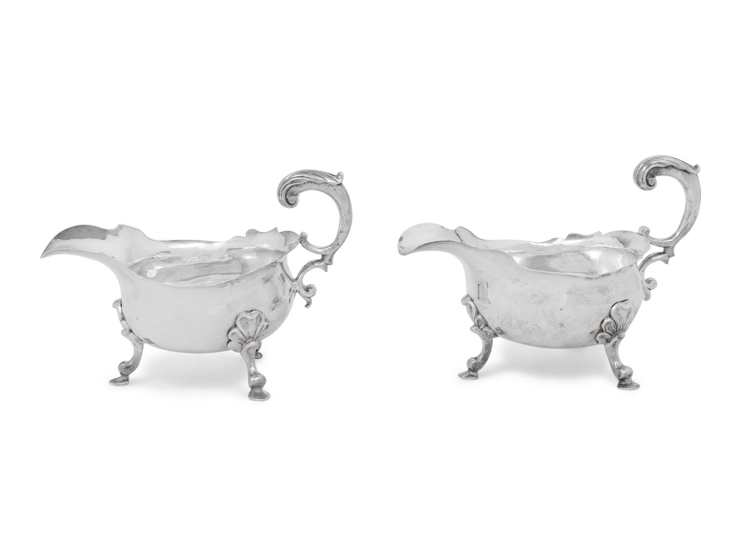 A Matched Pair of George II Silver Sauce Boats
