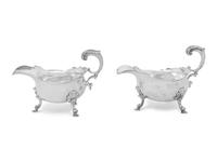 A Matched Pair of George II Silver Sauce Boats