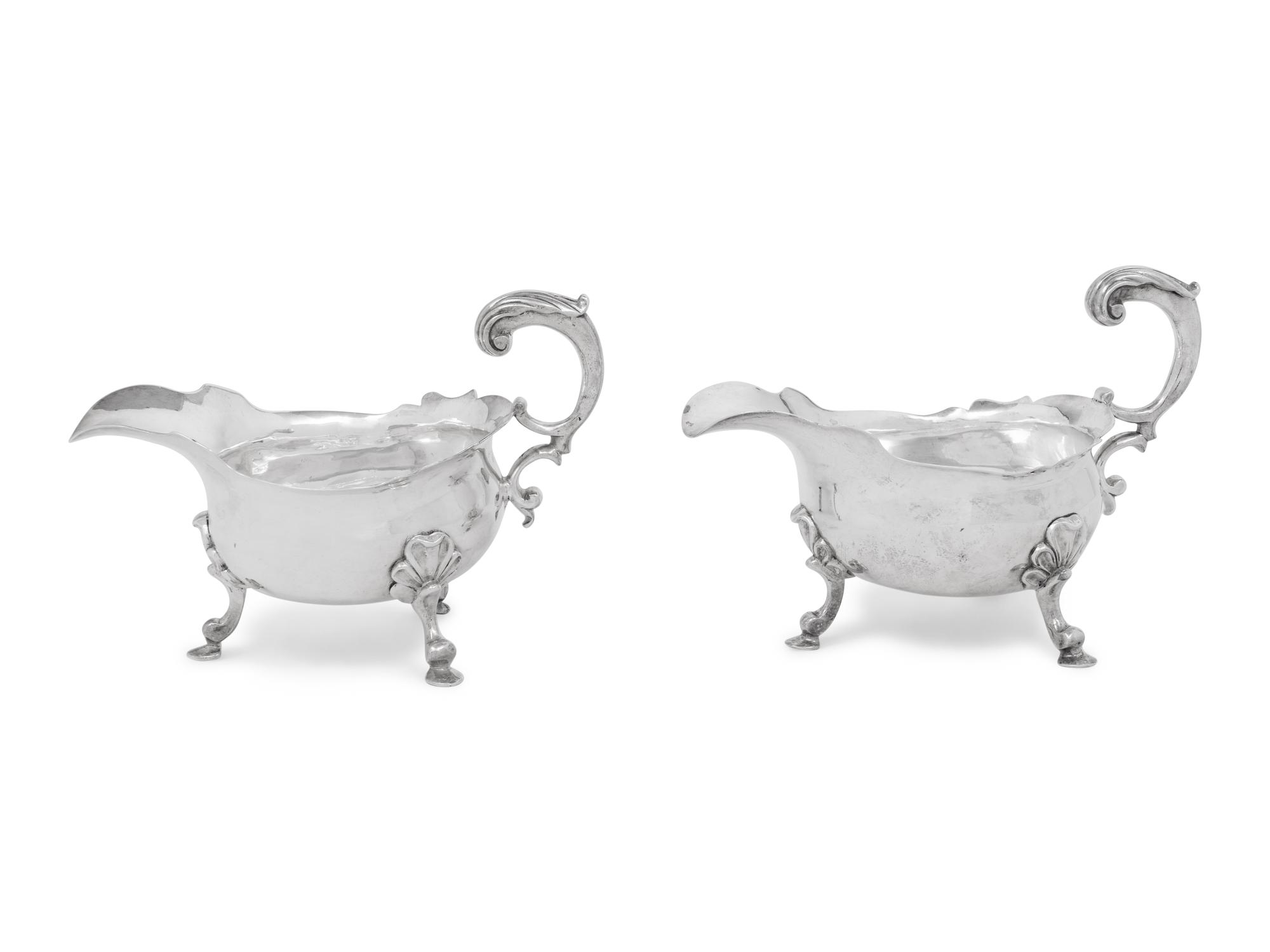 A Matched Pair of George II Silver Sauce Boats