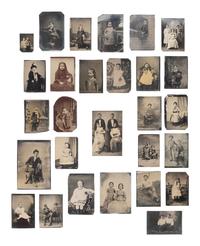 [EARLY PHOTOGRAPHY]. A collection of tintypes featuring men, women, and children, incl. African American subjects.