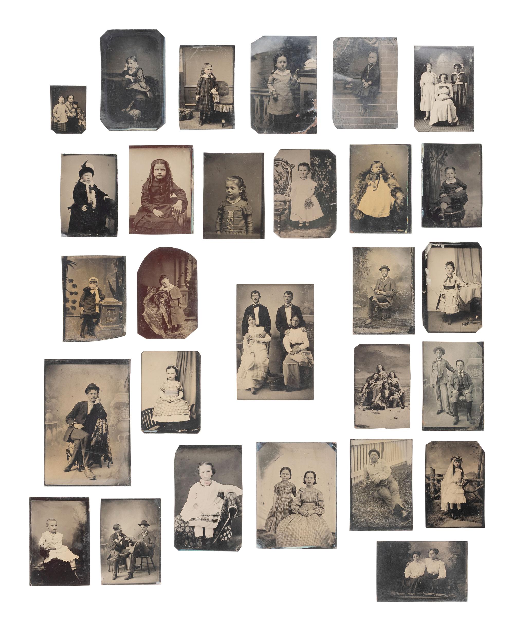 [EARLY PHOTOGRAPHY]. A collection of tintypes featuring men, women, and children, incl. African American subjects.