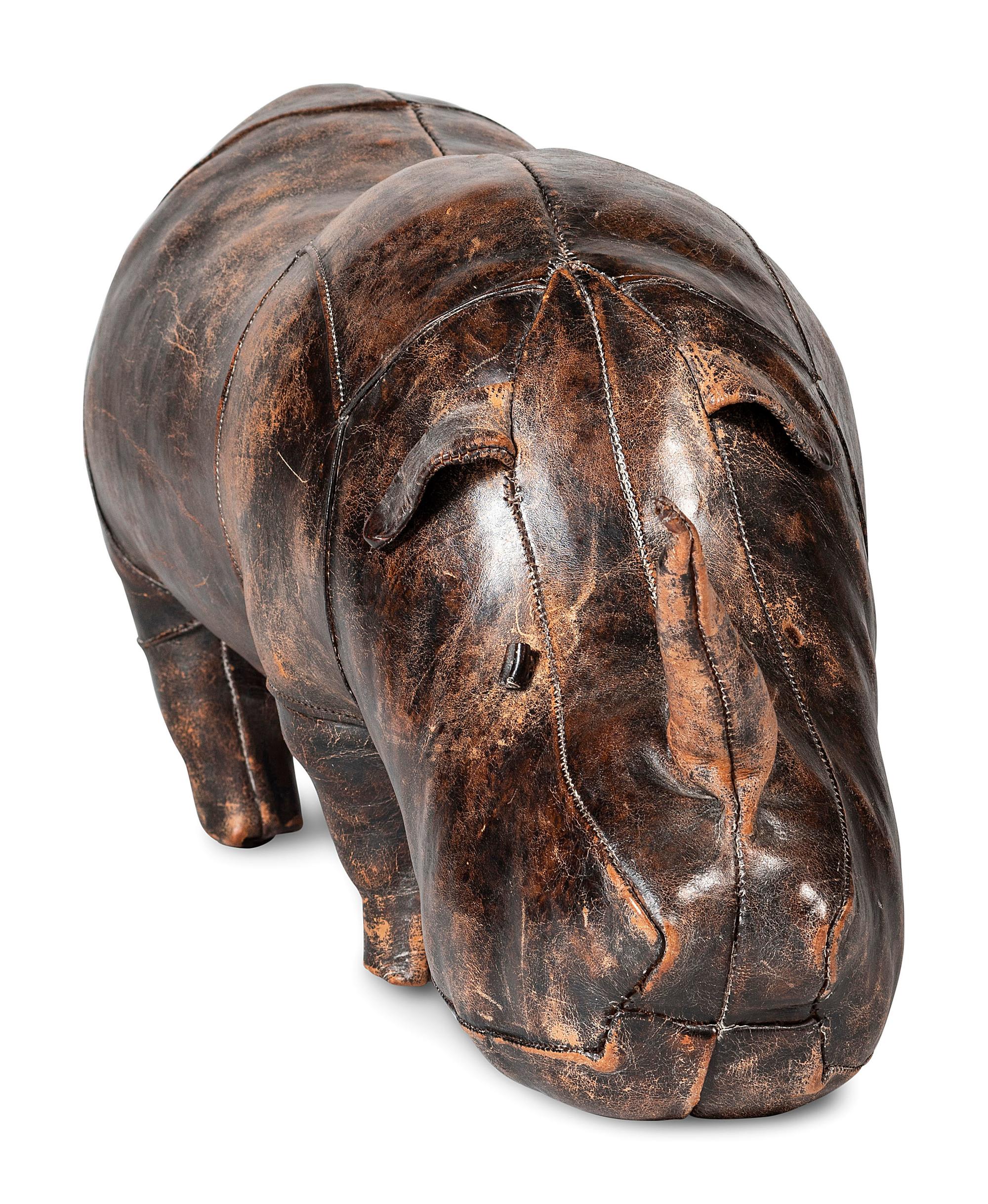 A Leather Rhinoceros Footstool