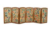 A Louis XV Style Carved Walnut Six-Panel Needlework Inset Screen 19th Century Note: Our specialists have confirmed that this item is over 100 years old.