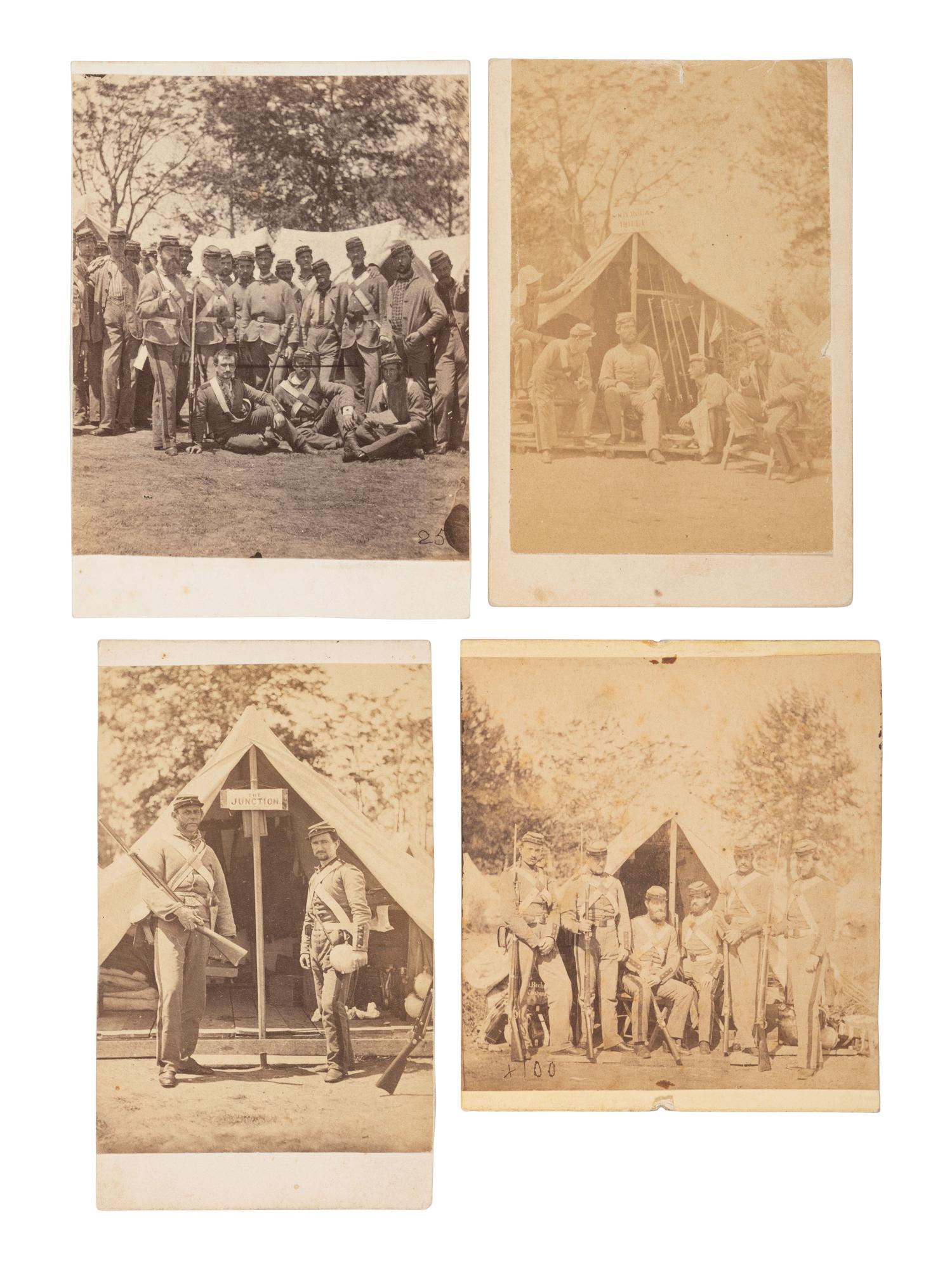 [CIVIL WAR]. A group of 8 photographs of the 7th New York State Militia at Camp Cameron. April-June, 1861.