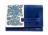 A Valentino Garavani Blue Leather Clutch, 9" x 7" x 3.25".
