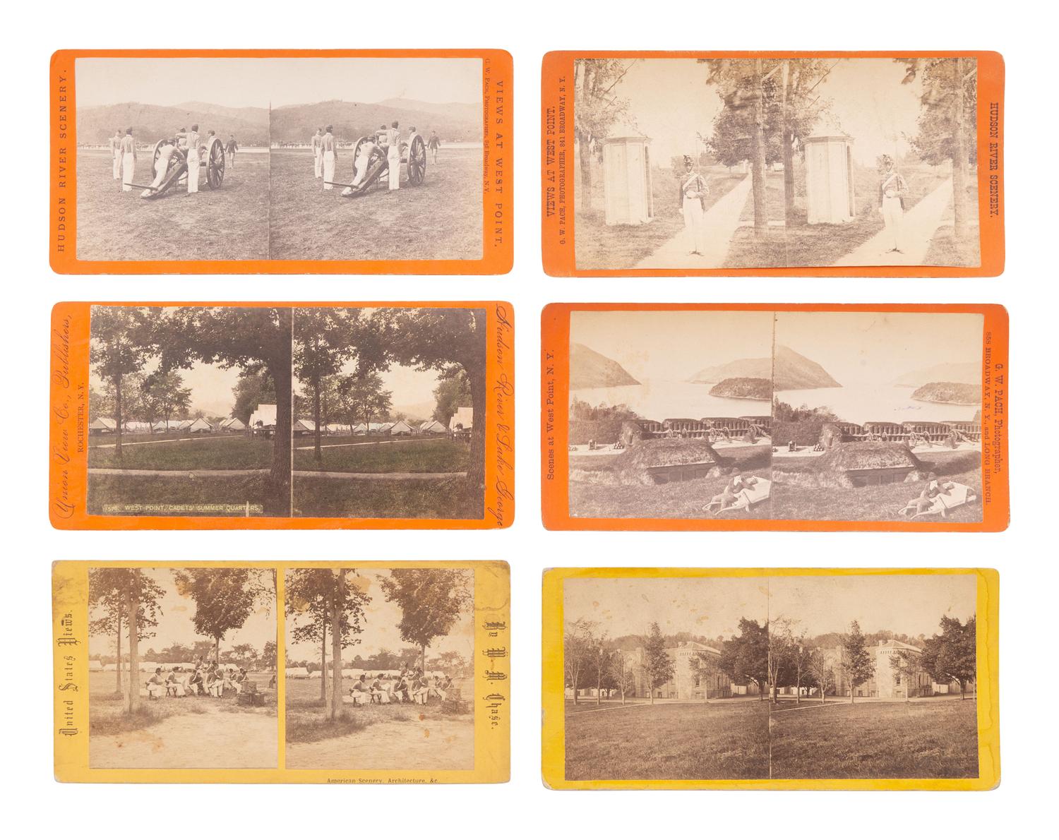 [US MILITARY ACADEMY]. A group of 13 stereoviews taken at and around West Point.