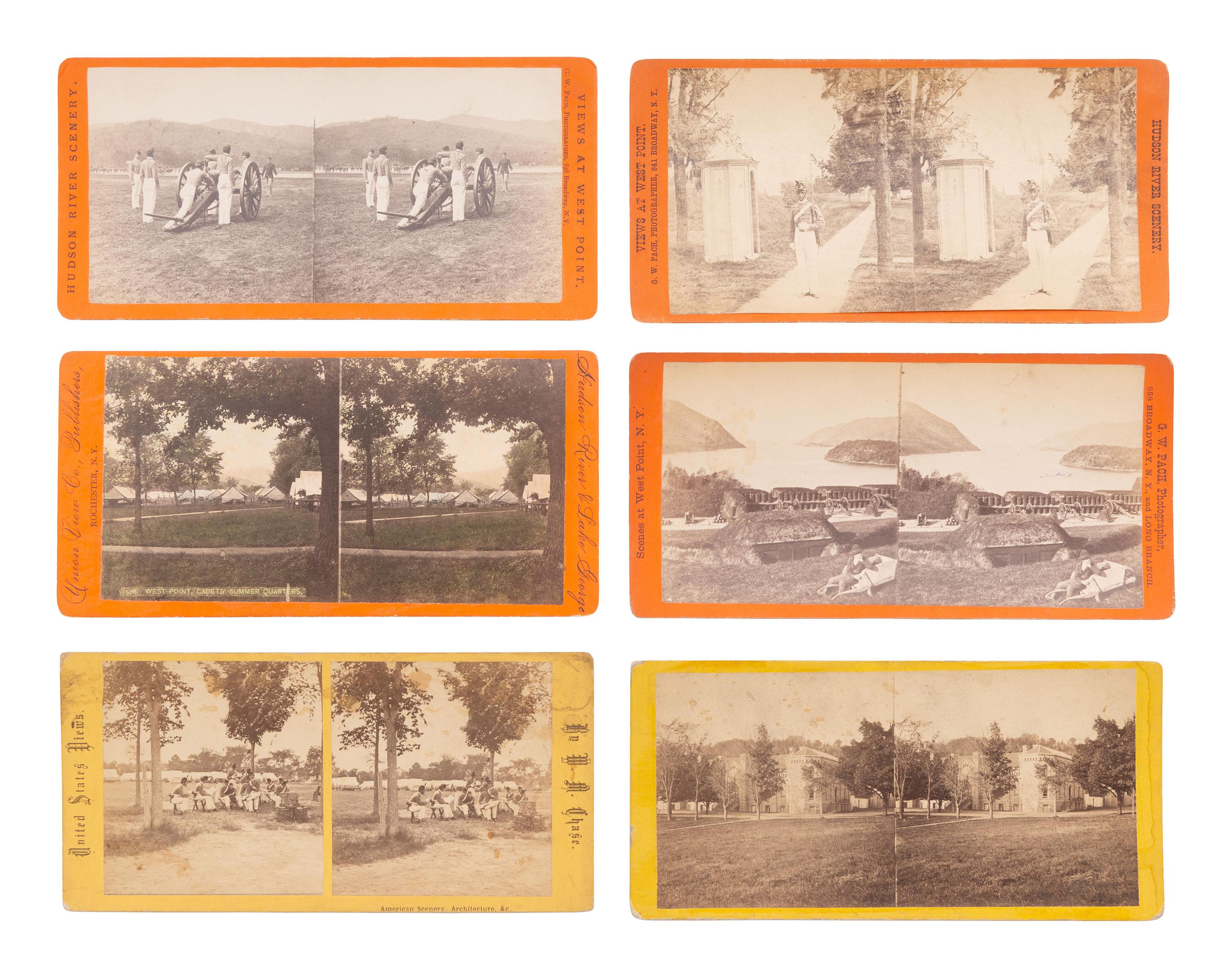 [US MILITARY ACADEMY]. A group of 13 stereoviews taken at and around West Point.