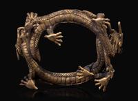 A Chinese gilt bronze “Dragons” stand, Qing dynasty, 18th/19th century 銅鎏金龍形底座 清 十八或十九世紀