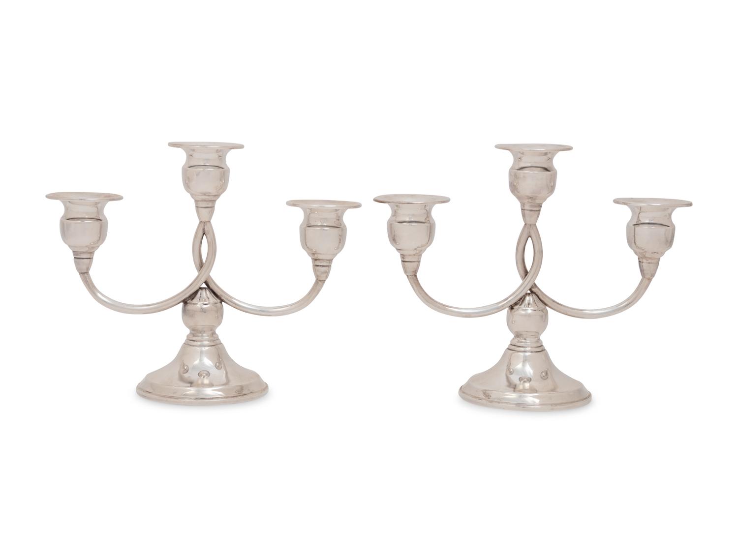 Three Pairs of Silver Candelabra