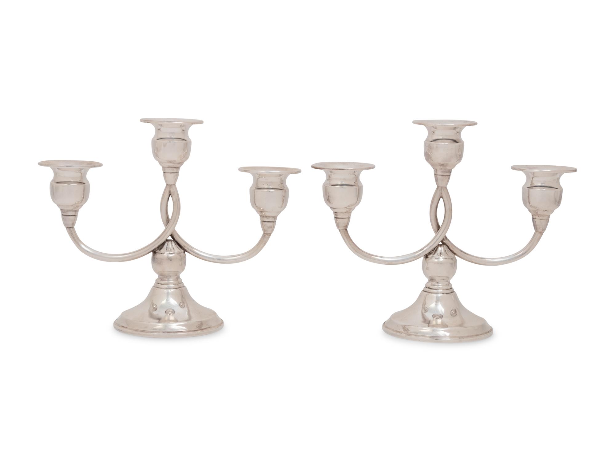 Three Pairs of Silver Candelabra