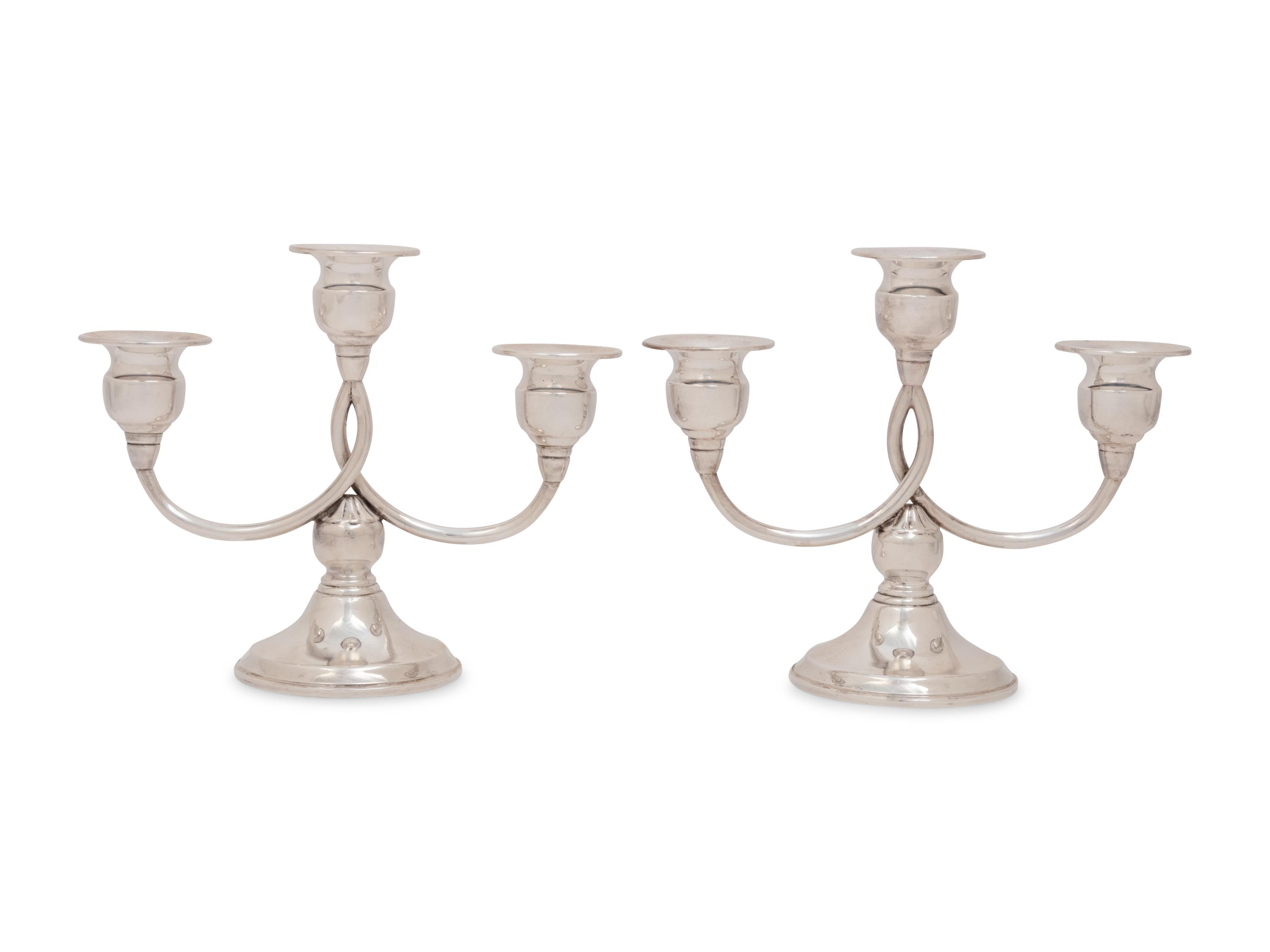 Three Pairs of Silver Candelabra