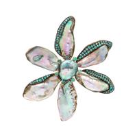 CHRISTOPHER WALLING, ABALONE PEARL AND TOURMALINE FLOWER BROOCH