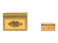 A Large Decoupaged Locking Document Box and a Painted Collaged Writing Box
